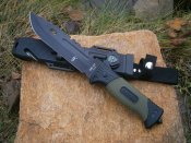 Ніж туристичний похідний АК-47 з ножнами 30 см + склобій стропоріз кресало компас точилка свисток
