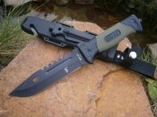 Ніж туристичний похідний АК-47 з ножнами 30 см + склобій стропоріз кресало компас точилка свисток