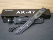 Ніж туристичний похідний АК-47 з ножнами 30 см + склобій стропоріз кресало компас точилка свисток
