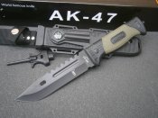 Ніж туристичний похідний АК-47 з ножнами 30 см + склобій стропоріз кресало компас точилка свисток