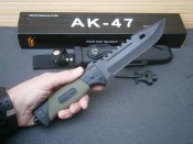 Ніж туристичний похідний АК-47 з ножнами 30 см + склобій стропоріз кресало компас точилка свисток