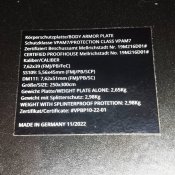 Німецьки бронеплити BODY ARMOR PLATE