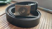 Ремінь брючний шкіряний 120 см з пряжкою GOTT MIT UNS