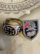 Едельвейс череп - знак шпилька + кольцо сталевий крест