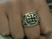 Едельвейс череп - знак шпилька + кольцо сталевий крест
