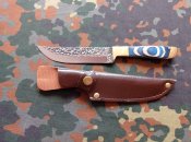 Туристичний ніж Око Снігового Барса,міні Пчак 20см,лезо декоративне гравіювання,ножни з екошкіри