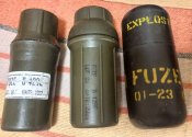 Пластикова капсула - упаковка від підривника до снаряду 122 мм. 5 шт, та до снарядів 155 мм - 2 шт 7 видів