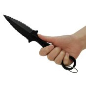 Ніж для самозахисту з серейтором і кільцем FGX Ring 9.25in One Piece Black Grix Ex Dagger, нож для самообороны, не бачить металодетектор