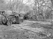4_Automezzi della colonna Starace ripresi lungo una pista tra alberi e sterpi Etiopia 04-1936.jpg