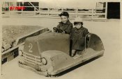 1930s VINTAGE PHOTO TWO CUTE ASIAN JAPANESE CHILDREN in HUGE TOY CAR.JPG