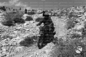 4_Bersaglieri in motocicletta scendono lungo un sentiero pietroso.jpg