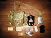 Британская сумка от противогаза Field Pack в расцветке МТР +комплектующие к противогазу.