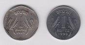 1 рупия = 1985 и 1999 гг. = Индия