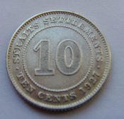 10 центов. Стрейтс-Сетлментс 1927 г.Ag.jpg