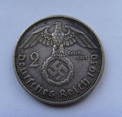 2 марки. Германия. Пауль фон Гинденбург 1939г. Ag.jpg