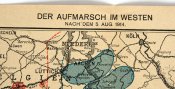 Карта "Марш на Запад" Первая мировая 5 августа 1914 года Германия
