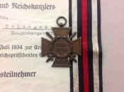 Почётный крест Гинденбурга с мечами + наградной документ (17 июня 1935г.)