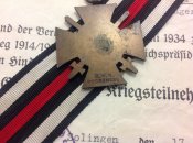 Почётный крест Гинденбурга с мечами + наградной документ (17 июня 1935г.)
