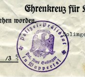 Почётный крест Гинденбурга с мечами + наградной документ (17 июня 1935г.)