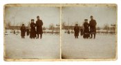 Старая стереоскопическая карточка На катке, 1900-е гг. Россия