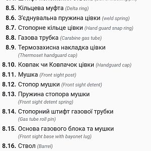 Всі запчастини М16/М4, назва на українській