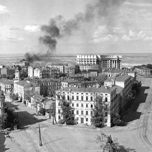 Пожежа десь на Подолі з дзвіниці Софійського собору, осінь 1941