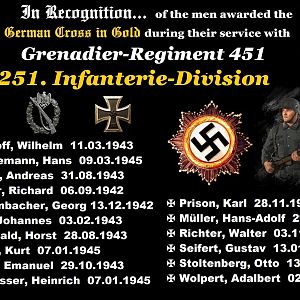 Men awarded the German Cross in Gold with Grenadier-Regiment 451 / 251. Infanterie-Division