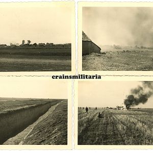 Foto 170.ID Kampf brennendes WESSELOJE Nikopol Ukraine 1941 Tankgraben