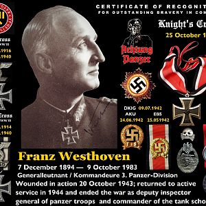 ✠ Franz Westhoven (7 December 1894 — 9 October 1983) Generalleutnant / Kommandeure 3. Panzer-Division