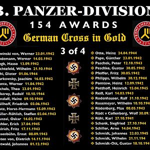 3. PANZER--DIVISION — German Cross in Gold 154 Awards (part 3 of 4)