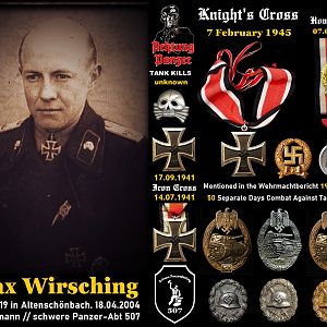 ✠ Max Wirsching geb.: 23.11.1919 in Altenschönbach gest.: 18.04.2004 Hauptmann // schwere Panzer-Abteilung 507