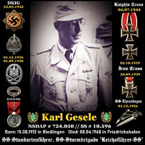 ✠ Karl Gesele  Born: 15.08.1912 in Riedlingen/Donau. Died: 08.04.1968 in Friedrichshafen.