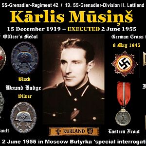 Kārlis Mūsiņš  (15 December 1919 – EXECUTED 2 June 1955)