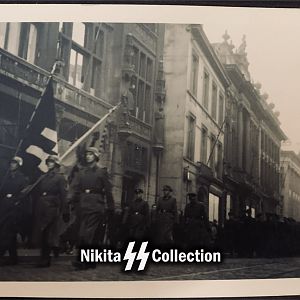 SS Langemarck volunteers march through Antwerp 1944