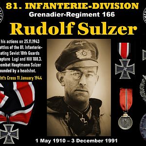 ✠ Rudolf Sulzer 1 May 1910 – 3 December 1991  Grenadier-Regiment 166