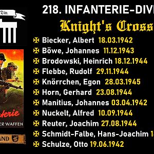 G-218. INFANTERIE-DIVISION — Knight's Cross awards.